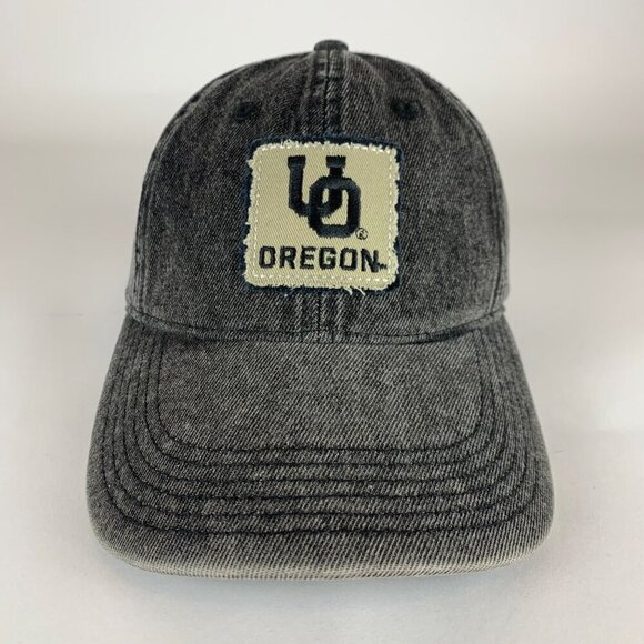 Oregon Ducks NCAA Black Denim Richardson Relaxed Fit Strapback Adjustable Hat - Picture 2 of 6